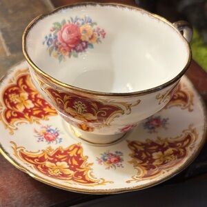 Adderly Floral Gold Trim Teacup and Saucer Set